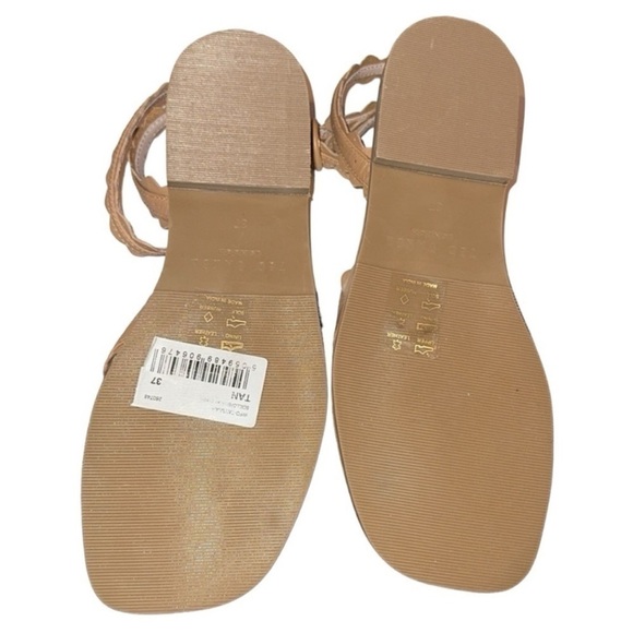 Ted Baker Taymiah Leather Scalloped Edging Ankle Wrap Tan Sandals Size 37 New - Picture 8 of 9